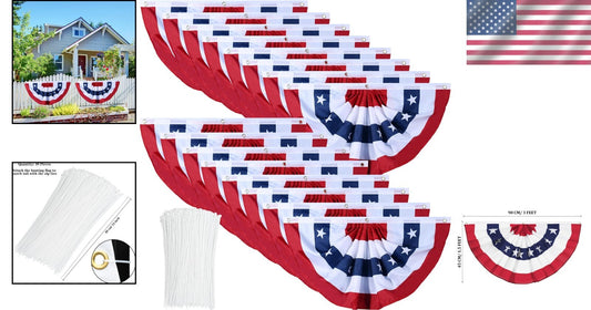 Patriotic Bunting Flags Bundle - Multiple Pieces with Grommets for Quick Setup