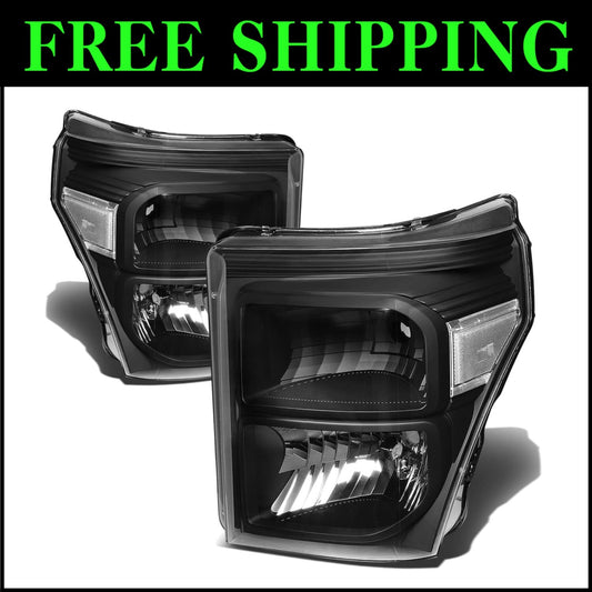 Durable Black Housing H13 Headlights for 11-16 F-450/F-550 Trucks – Easy Install
