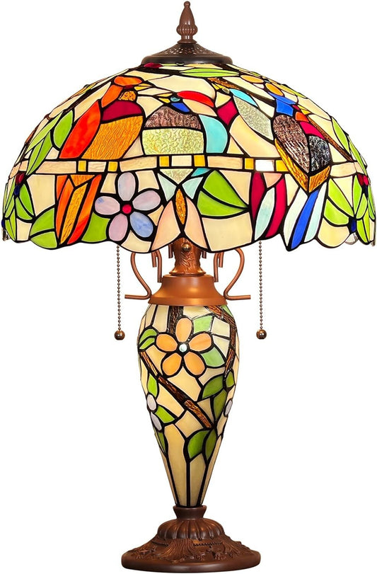 Vintage Style 100% Real Tiffany Stained Glass Lamp - Warm Indoor Lighting