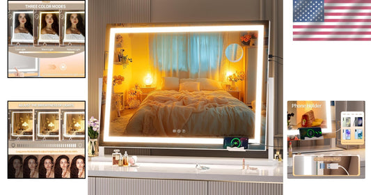 Modern LED Makeup Mirror with 10X Magnification - USB and Smart Touch Features