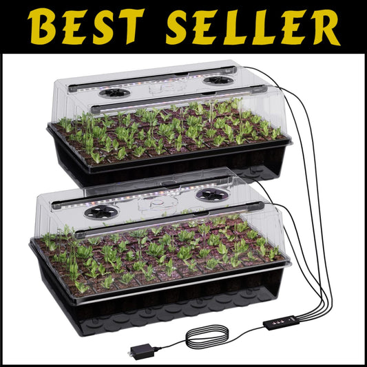 Durable 120-Cell Seed Starting Tray with Humidity Dome and Efficient Grow Light