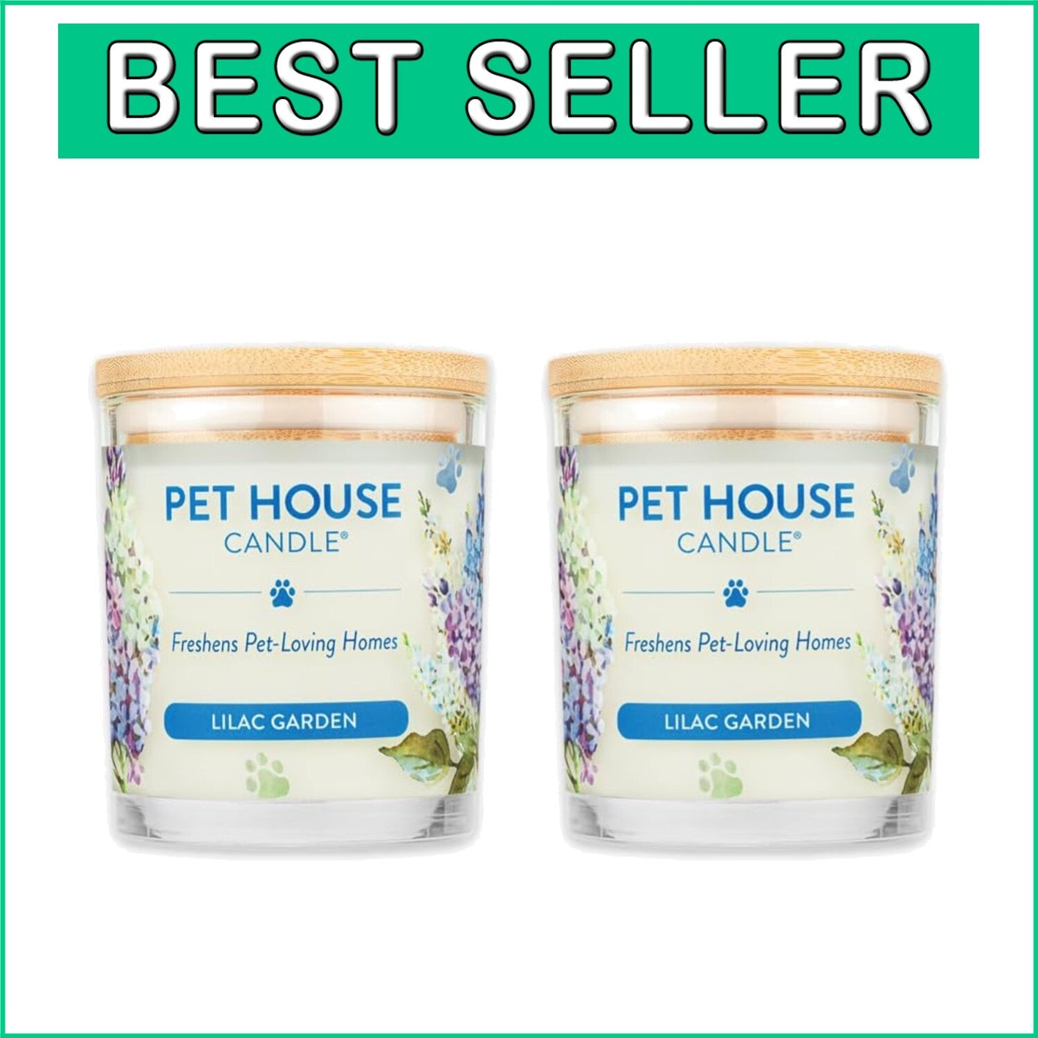 Scented Soy Candles for Pet Lovers - 2 Pack Lilac Garden Odor Eliminator