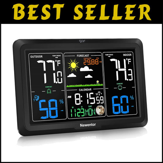Atomic Clock Outdoor Thermometer & Humidity Monitor - Stylish Home Essential