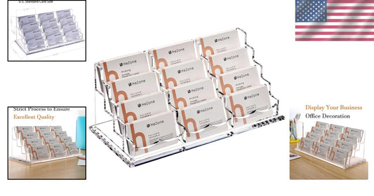 Elegant 12-Slot Acrylic Business Card Holder - Displays 600 Cards on Your Desk
