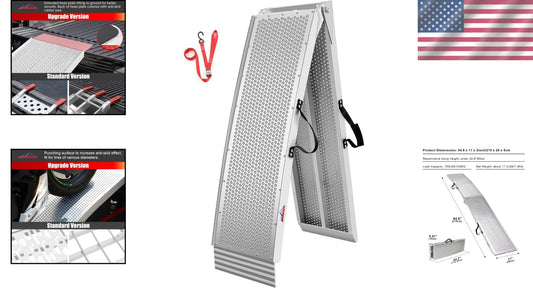 7.5FT Folding Aluminum Loading Ramp – 750 lbs Capacity for Motorcycles & ATVs