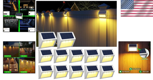 Efficient Solar Powered Deck Lights - 12 Pack Warm Light for Patios and Gardens