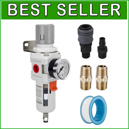 1/2" NPT Air Filter Regulator Combo with 5 Micron Brass Element - 0-150 psi
