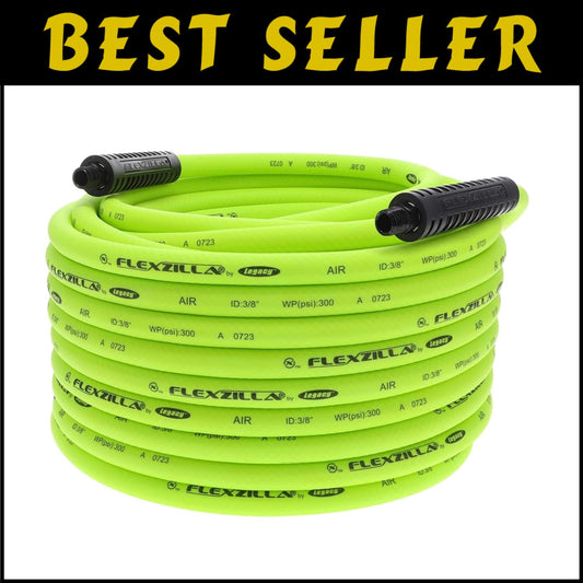 Air Hose 100ft x 3/8in - Extremely Flexible Hybrid Polymer, 300 PSI Max Pressure