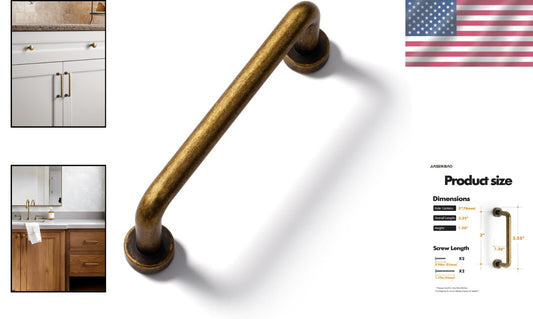 Durable 20 Pack Antique Brass Cabinet Pulls - 3 Inch Easy Install Bar Handles