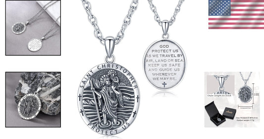 Stylish S925 Sterling Silver St Christopher Necklace - Perfect for Any Occasion