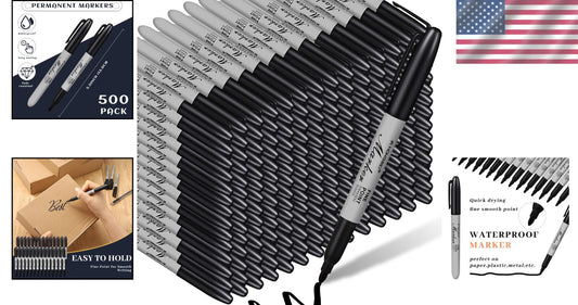 Durable 500-Pack Black Permanent Markers - Ideal for Classroom and Office Use