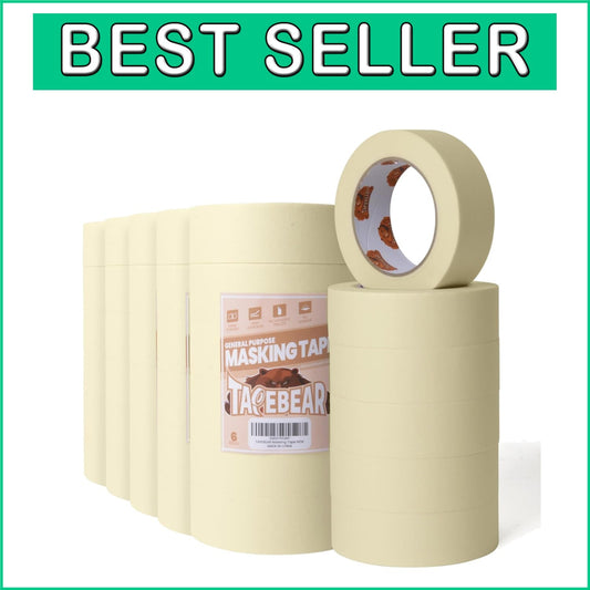 Non-Damaging Beige White Masking Tape - 36 Rolls, Ideal for DIY & Home Office