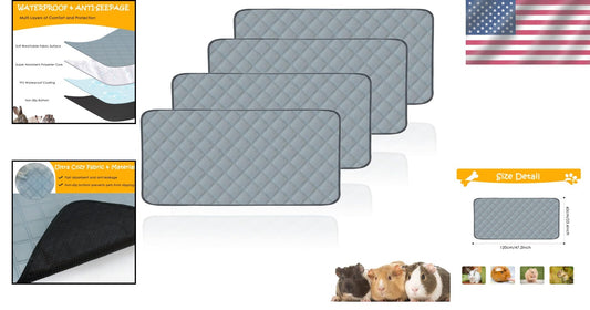 Multi-Layer Washable Guinea Pig Pads - Eco-Friendly 4-Pack Bedding Solution