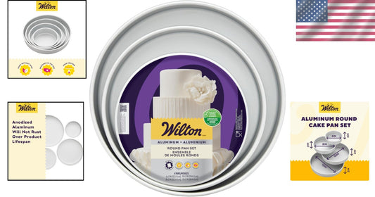 Non-Stick Aluminum Cake Pans - 4 Piece Round Baking Set for Easy Layering