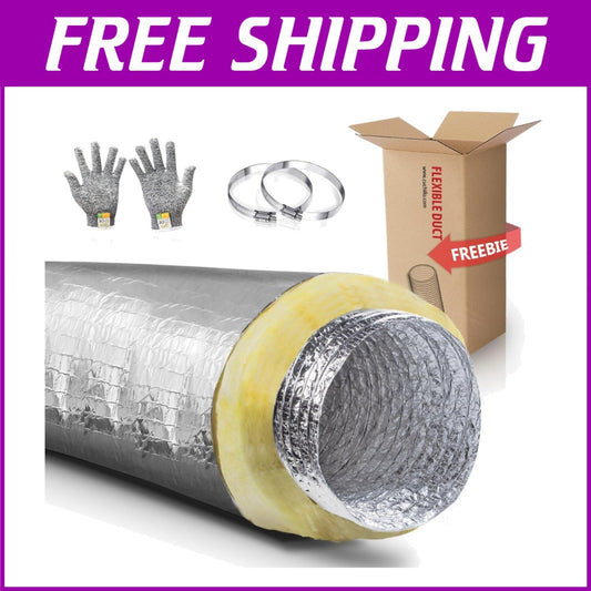 Durable and Flexible 6 Inch Insulated Duct R4.2, 25 Feet for Ventilation Systems