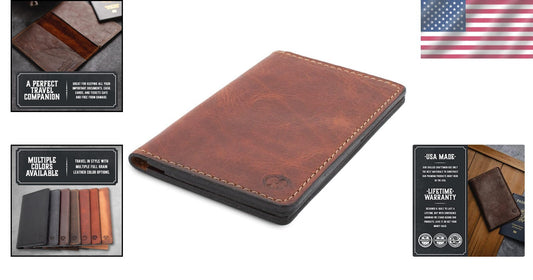 Elegant Leather Passport Holder for Men | Compact 3.5" x 5.5" Notebook Cover