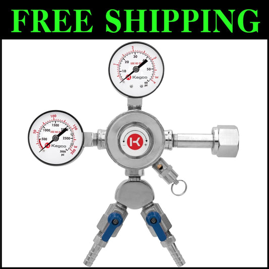 5/16" Chrome Beer Regulator with Dual Outputs and Safety Pressure Release Valve
