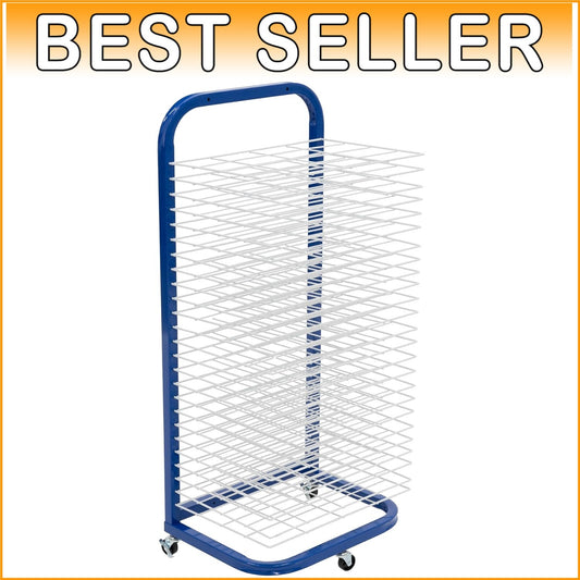 Portable 25-Shelf Art Drying Rack with Locking Wheels, Ideal for Classrooms