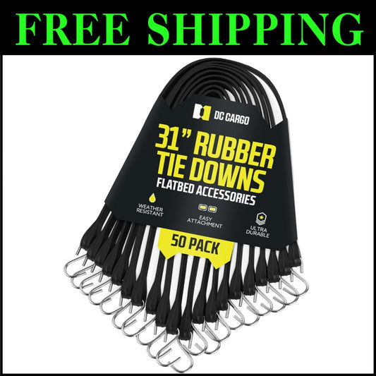 Heavy-Duty 31-Inch Tarp Straps - 50 Pack with Durable S-Hooks for Secure Tying