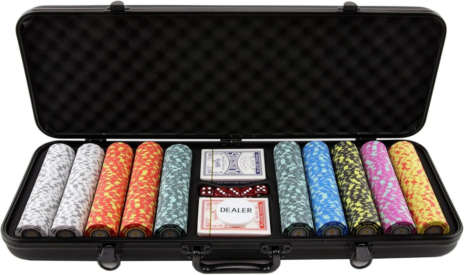 500-Piece Premium Poker Chip Set with Unique Designs & Durable Case
