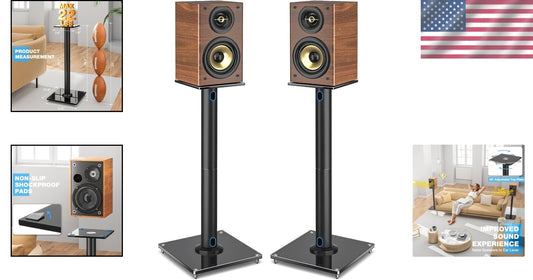 Premium 28-Inch Swivel Speaker Stand Set with Glass Base and Floor Protection
