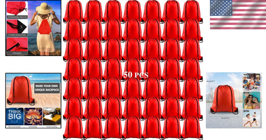 Bulk Red Drawstring Bags - 50 Durable Backpack Bags for Active Lifestyles