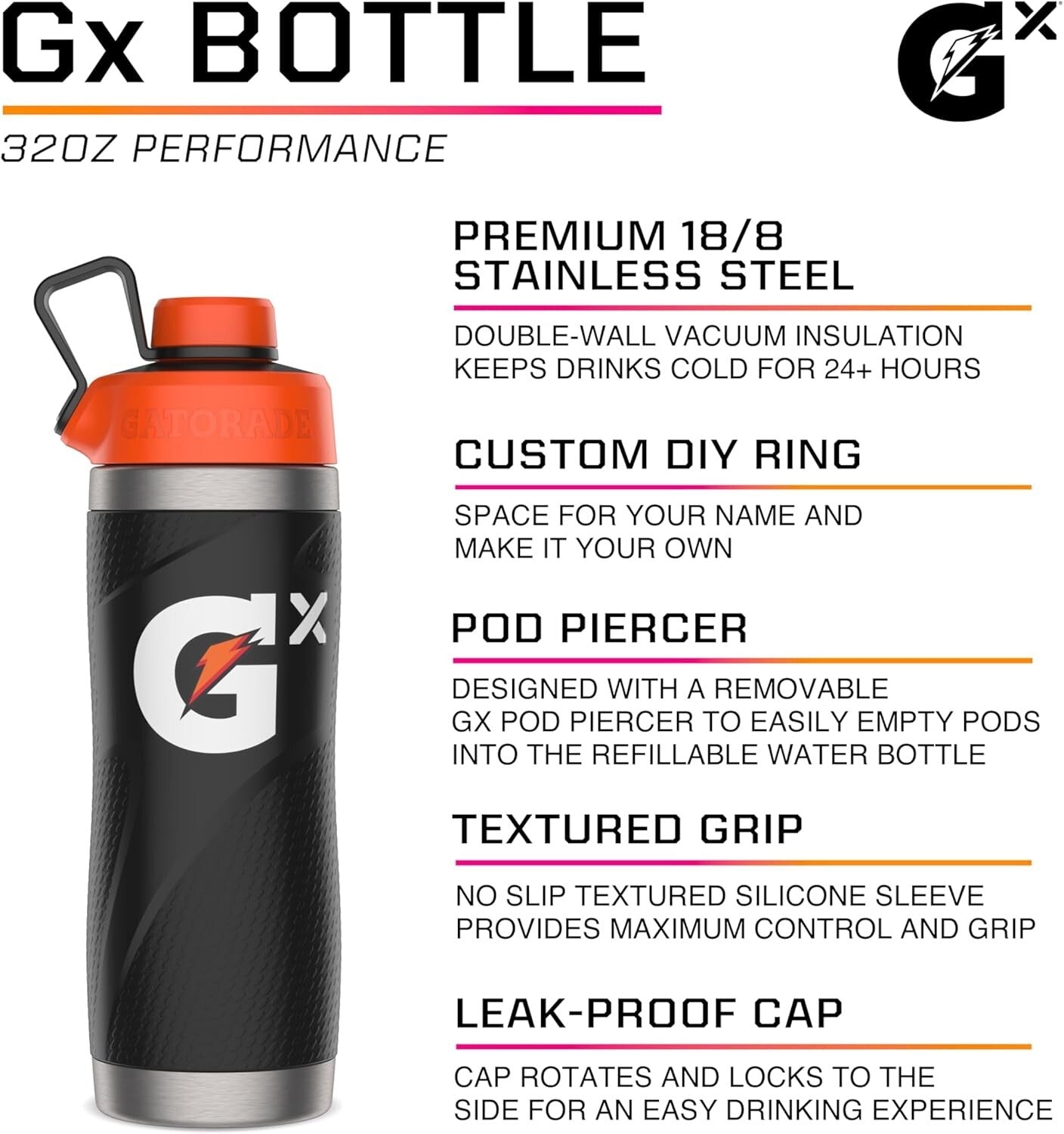 32oz Gx Wide Mouth Stainless Steel Bottle in Neon Blue - Dishwasher Safe