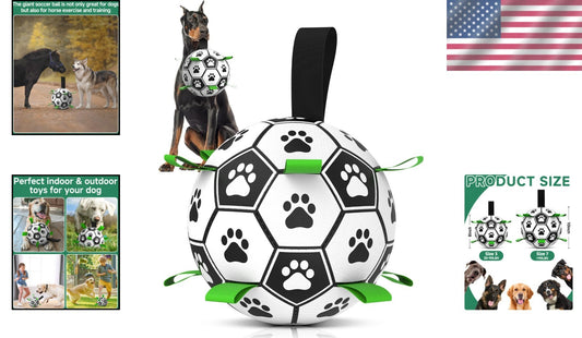 Giant Dog Soccer Ball with Nylon Straps - 10 Inch, Perfect for Active Breeds