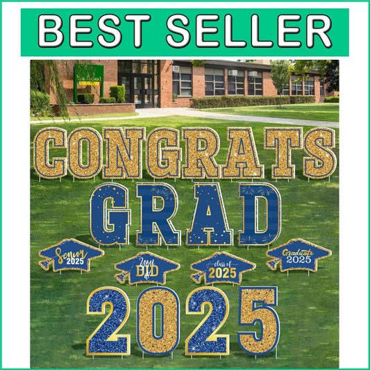 Durable Graduation Yard Decorations - 20 PCS 2025 Congrats Grad Signs & Stakes