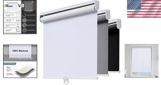 Cordless Roller Blackout Shades 26"W x 72"H - UV Protection & Thermal Insulation