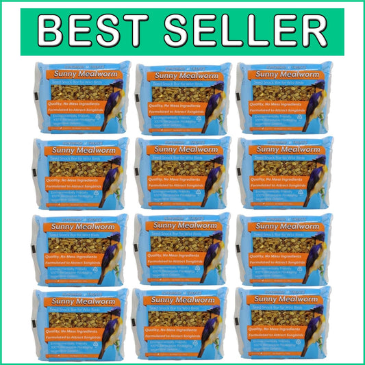Songbird Treats: Sunny Mealworm Seed Bars - 12 Pack of 7 oz, Attracts Wild Birds
