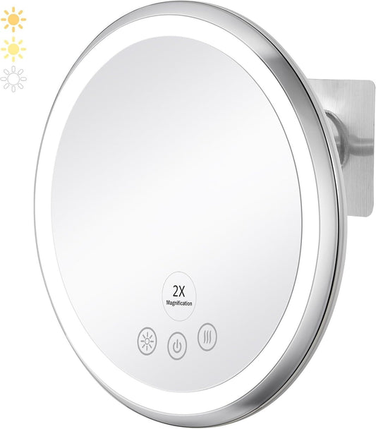 2X Heated Fogless Shower Mirror with Dimmable Light - Stylish Bathroom Upgrade