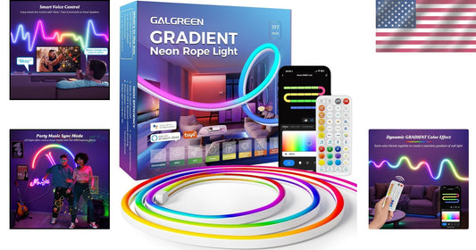 16.4ft RGB Neon Rope Lights - Voice-Controlled & Waterproof Smart LED Strips