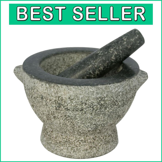Heavy-Duty Granite Mortar and Pestle – 4 Cup Capacity, Ideal for Gourmet Chefs