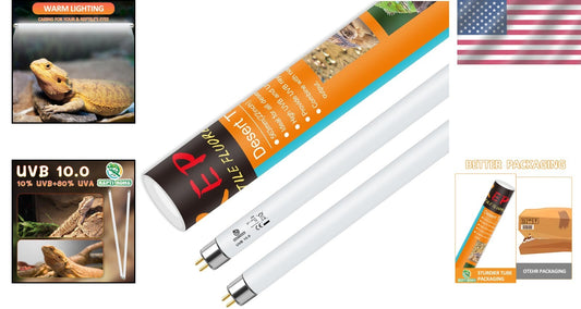 Energy-Efficient Reptile UVB Light Tubes - Full Spectrum Sunlight (2 Pack)