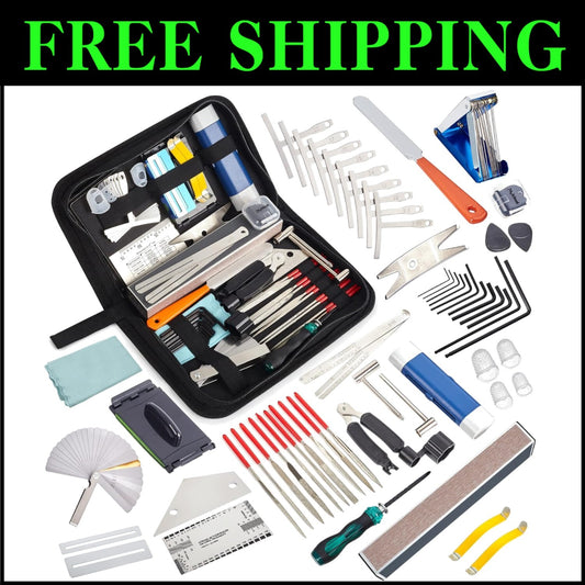 Professional Guitar Setup Kit with 65 Tools for Acoustic & Electric Instruments