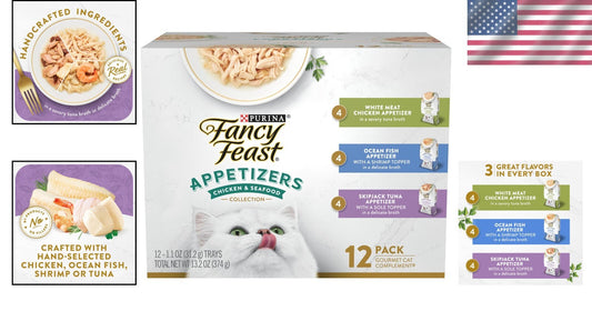 Handcrafted Grain-Free Wet Cat Food Appetizers - 24 Trays 1.1 oz, All Flavors