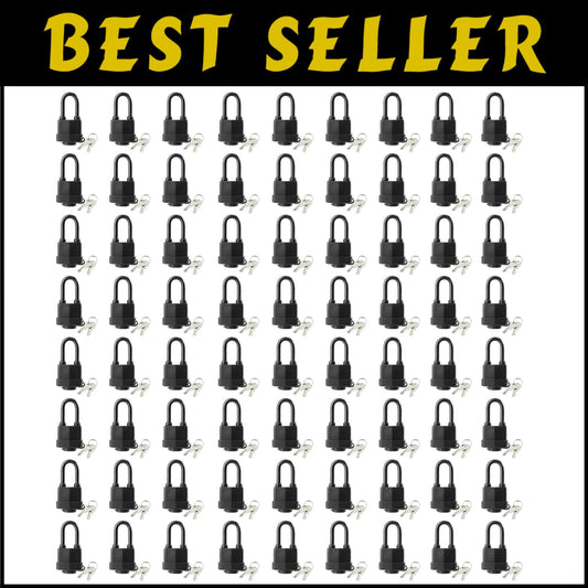 72-Pack Waterproof Laminated Steel Padlocks - Keyed Alike for All-Weather Use