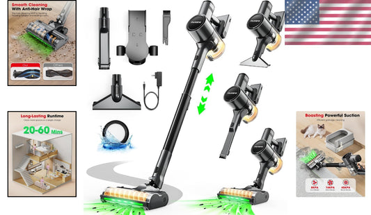 Flexible Cordless Vacuum - 3 Ways to Charge & Powerful Suction for All Floors