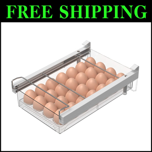 Large Clear Refrigerator Drawer with Removable Egg Tray - BPA Free Organizer