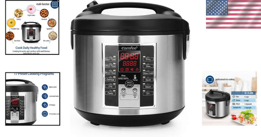 12 Digital Cooking Programs Multi Cooker - 5.2Qt Family Size Steamer & Rice Pot
