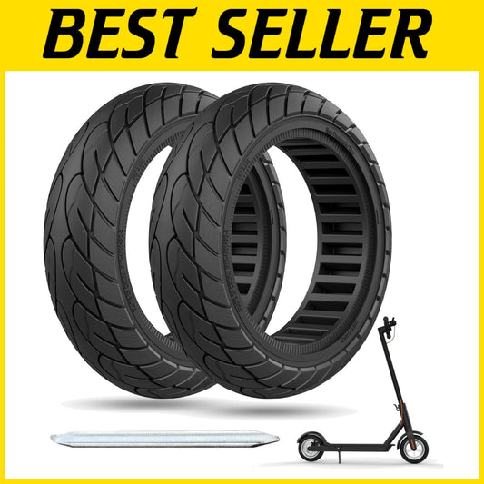 Durable 10x2.125 Solid Rubber Scooter Tires - Puncture-Proof & Maintenance-Free