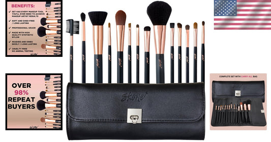 Cruelty-Free Luxury Makeup Brush Set - 14 Essential Brushes for Professional Use