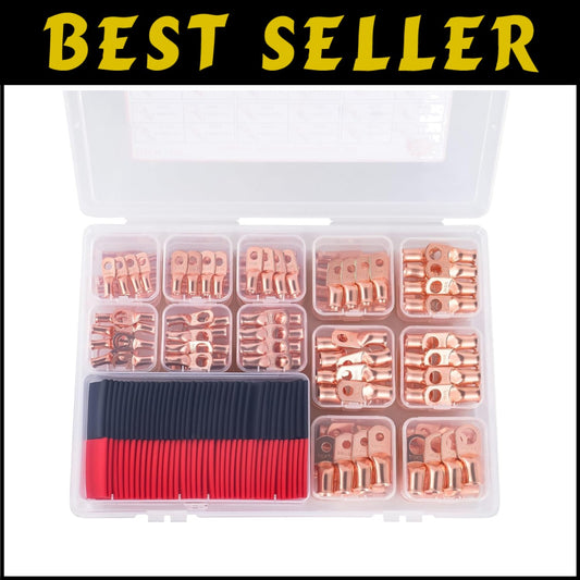 Premium 296PCS Wire Lug Connectors with Heat Shrink Tubing - Heavy Duty Copper