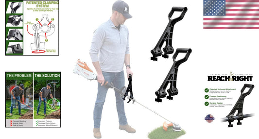 Heavy-Duty Ergonomic Handle Attachments for Gardening - Made in the USA, 2-Pack