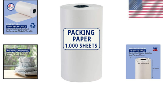 Bulk 1440' Newsprint Paper Roll - Unprinted Clean Sheets for Shipping & Storage