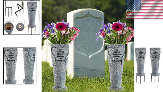 Memorable Cemetery Vases Set with Angel Wings - Weatherproof & Elegant Design