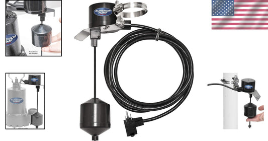 Black Vertical Float Switch with Mounting Bracket for Efficient Pump Operation