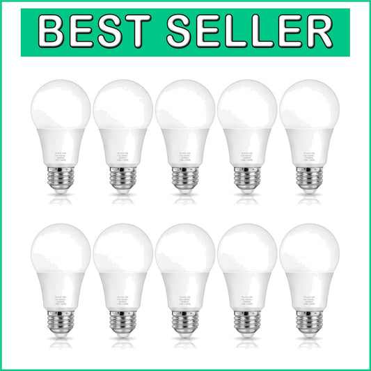 10-Pack A19 LED Light Bulbs - 100W Equivalent, Daylight White 5000K Brightness