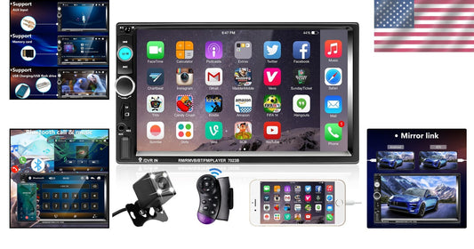 Sleek Double Din 7-Inch Touchscreen Car Radio with Hands-Free & Video Playback